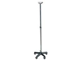 Infusion Stand With 2 Hooks - Aluminium I.V.Stand on 5 Wheels Trolley - 2 Hooks