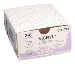 Suture Absorbent V317H, 2-0, Round Needle 1/2 circle, Lg 26mm - Pack of 12