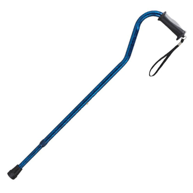 Drive Medical Blue Crackle Swan Neck Walking Stick with Soft Grip Handle