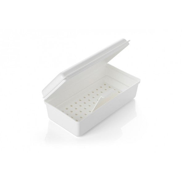 Non Sterile 1 Litre Disinfection Box with Strainer and Hinged Lid - Single