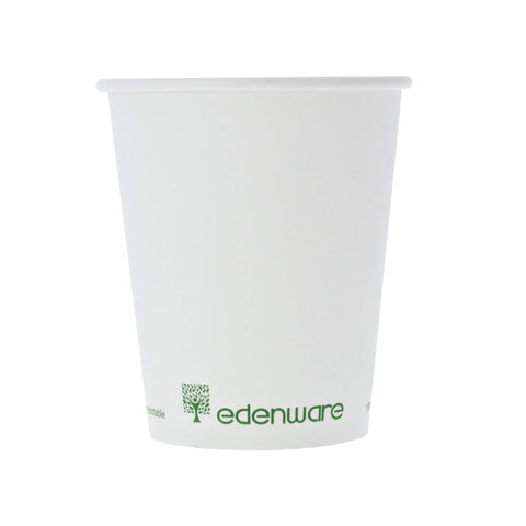 White Edenware 8oz Single Wall Paper Cups / Lids for 1000