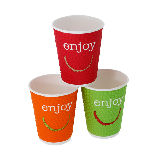 Enjoy Bubble 8oz Paper Cups / Lids Recyclable for 875