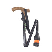 Flexyfoot Cork Derby Handle Black Folding Walking Stick Long (83.7 - 93.7cm)