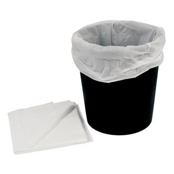 Bin Liners, White Plastic Disposable, For Round, Waste Paper Bins, Pack of 50
