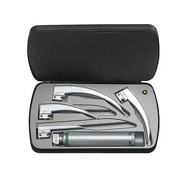 Heine F.O. Laryngoscope Set: 3.5v Rechargeable Handle, NT Charger, Paed 1, Mac 2 & 3 Blades