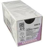 Ethicon (W9510T) Vicryl Suture, 19mm, Undyed, 45cm - 4-0, Box of 24