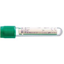 BD Vacutainer Plastic Lithium Heparin Tube, 2ml with Green Hemogard - Per 100