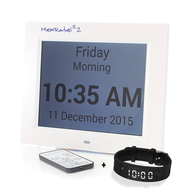 Dementia Memory Aid Kit (Reminder Watch and Alarm Combo) Black (With Black Strap Only)