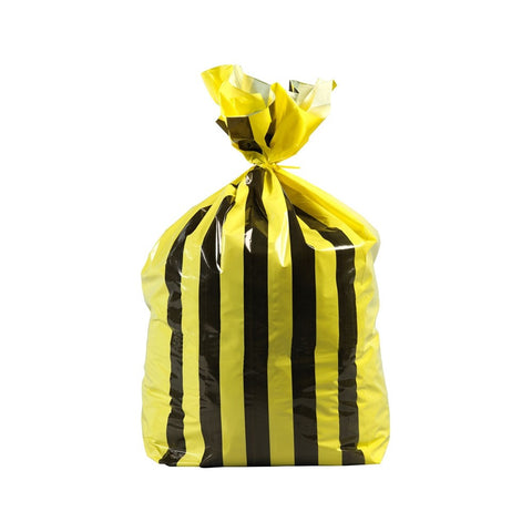 90L Large Double Sided Print Tiger Stripe Polythene Offensive Waste Bags 25mu - 1 Roll of 25