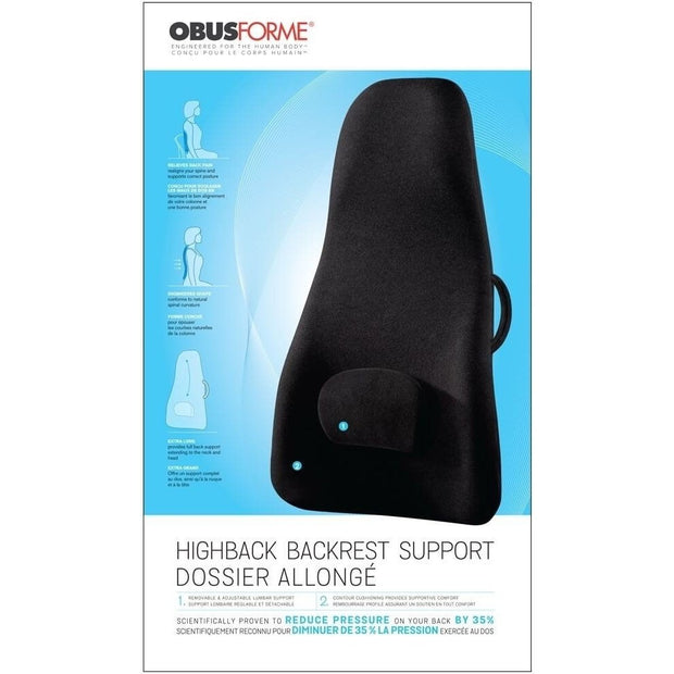 Obusforme lowback support cushion - 530mm x 450mm x 75mm - Grey