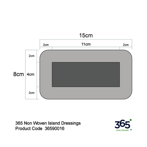 365 Non Woven Island Dressings (8 x 15 cm) - Pack of 12
