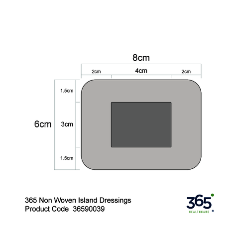 365 Non Woven Island Dressings (6 x 8 cm) - Pack of 60