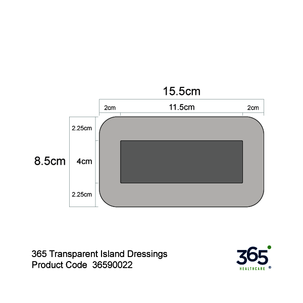 365 Transparent Island Dressings (8.5 x 15.5 cm) - Pack of 50