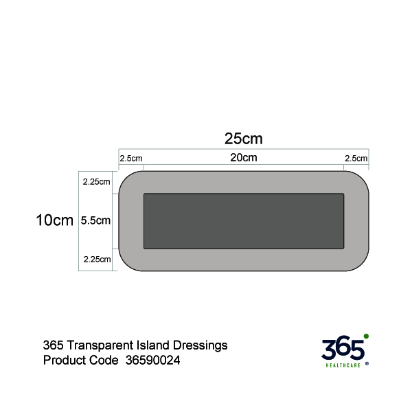 365 Transparent Island Dressings (10 x 25 cm) - Pack of 50