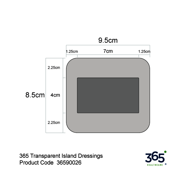 365 Transparent Island Dressings (8.5 x 9.5 cm) - Pack of 50