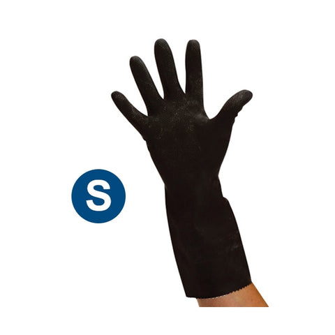 Black Heavy Duty Rubber Gloves (S) - Pack of 10