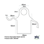 Premier Disposable Plastic Aprons Flat Pack White 69 x 117 cm - Pack of 1000
