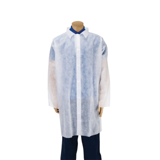 Premier Disposable Non Woven Visitor Coats Large White - Pack of 100