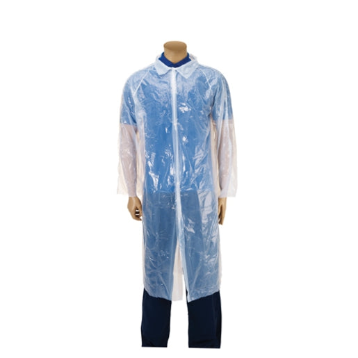 Premier Disposable Plastic Visitor Coats One Size White - Pack of 500