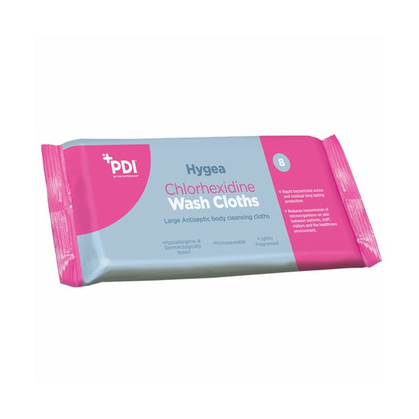 PDI Hygea Bed Bath CHG 2% Wipes - Pack of 8