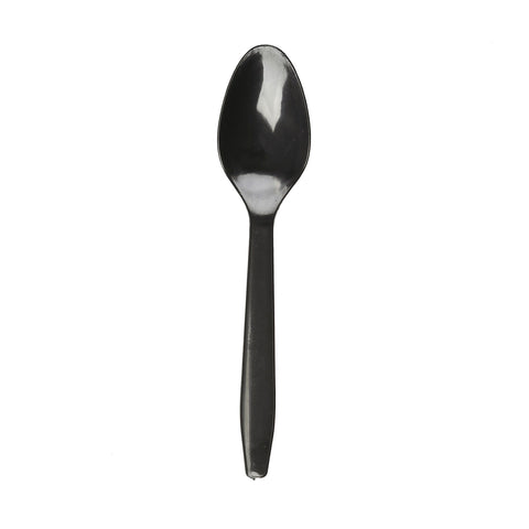 Black Plastic Dessert Spoons Recyclable for 1000