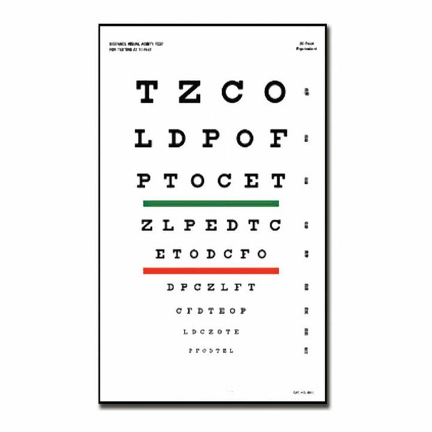 Snellen optometric chart - 3 m - 23x35.5 cm