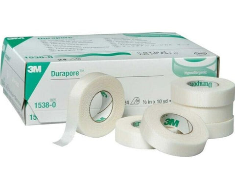 3M Durapore 1.25cm x 9.1m 1/2 inch Medical Surgical Tape Rolls