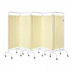 Sunflower Medical Beige Mobile Five-Panel Folding Hospital Ward Curtained Screen