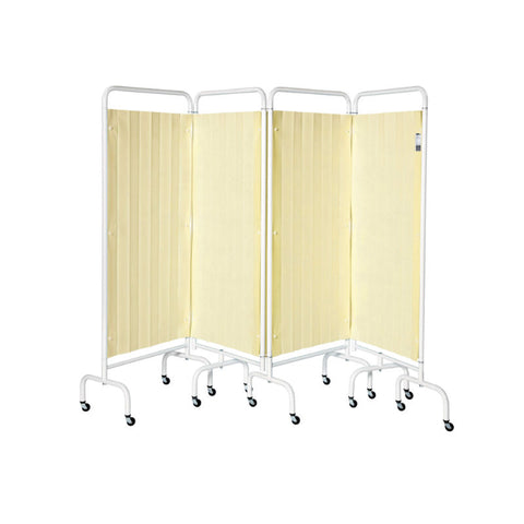Sunflower Medical Beige Mobile Four-Panel Folding Hospital Ward Curtained Screen