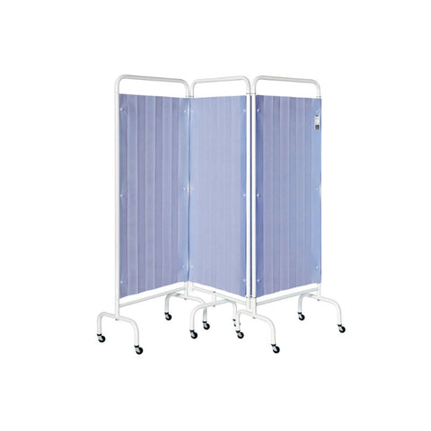 Sunflower Medical Summer Blue Mobile Three-Panel Folding Hospital Ward Curtained Screen