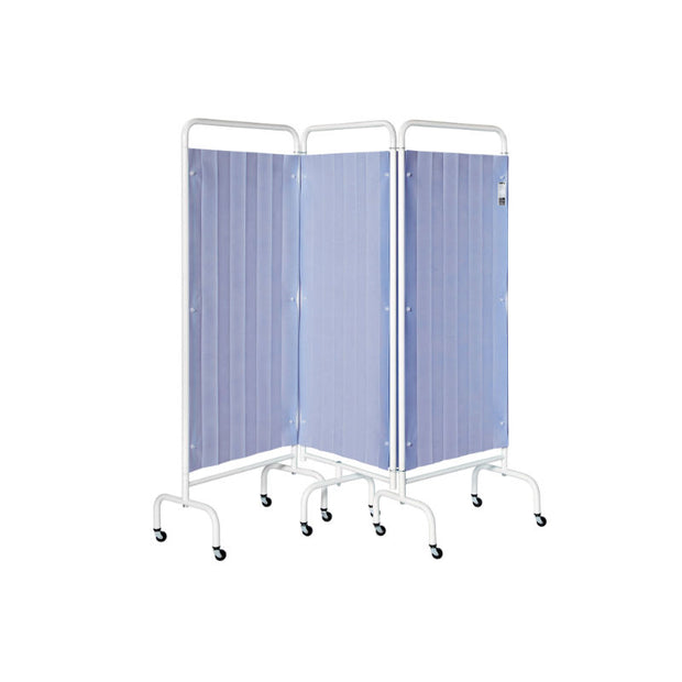 Sunflower Medical Summer Blue Mobile Three-Panel Folding Hospital Ward Curtained Screen