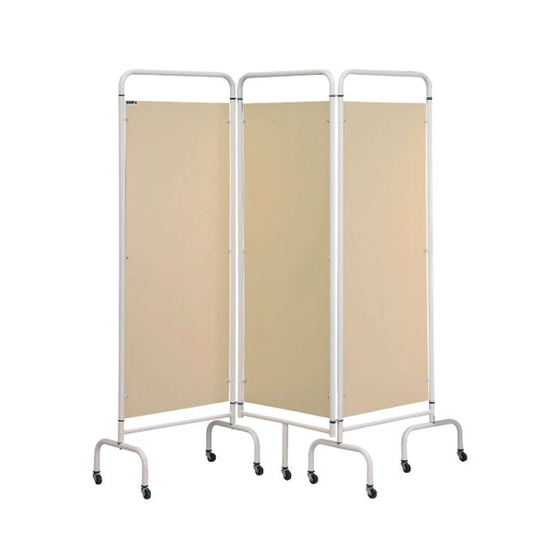 Sunflower Medical Beige Mobile Three-Panel Folding Hospital Ward Curtained Screen