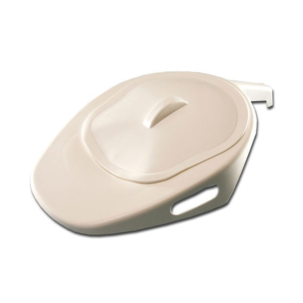 Adult Slipper Pan with Handle & Lid - White