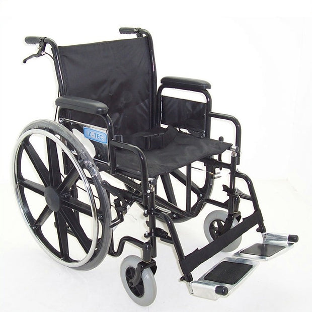 Z-Tec Heavy Duty Extra Wide Seat Self Propelled Steel Wheelchair